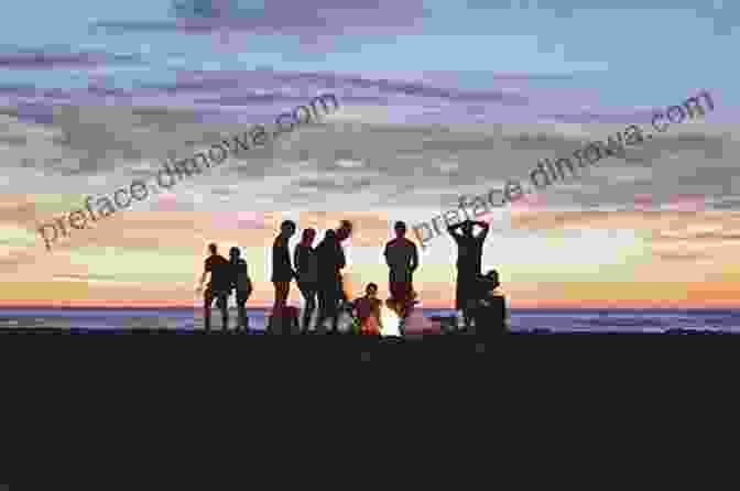 A Group Of People Sitting On A Rocky Shore, Gazing Out At The Vast Ocean, Silhouettes Cast Against The Warm Glow Of A Setting Sun. Islands Oceans And Dreams Dina Rask