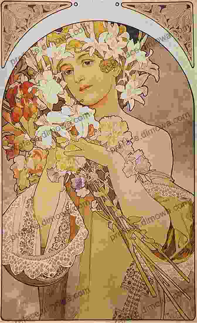 Alphonse Mucha Illustration Depicting A Woman With Symbolic Flowers And Allegorical Elements. 100 Alphonse Mucha Illustrations Madly Jane